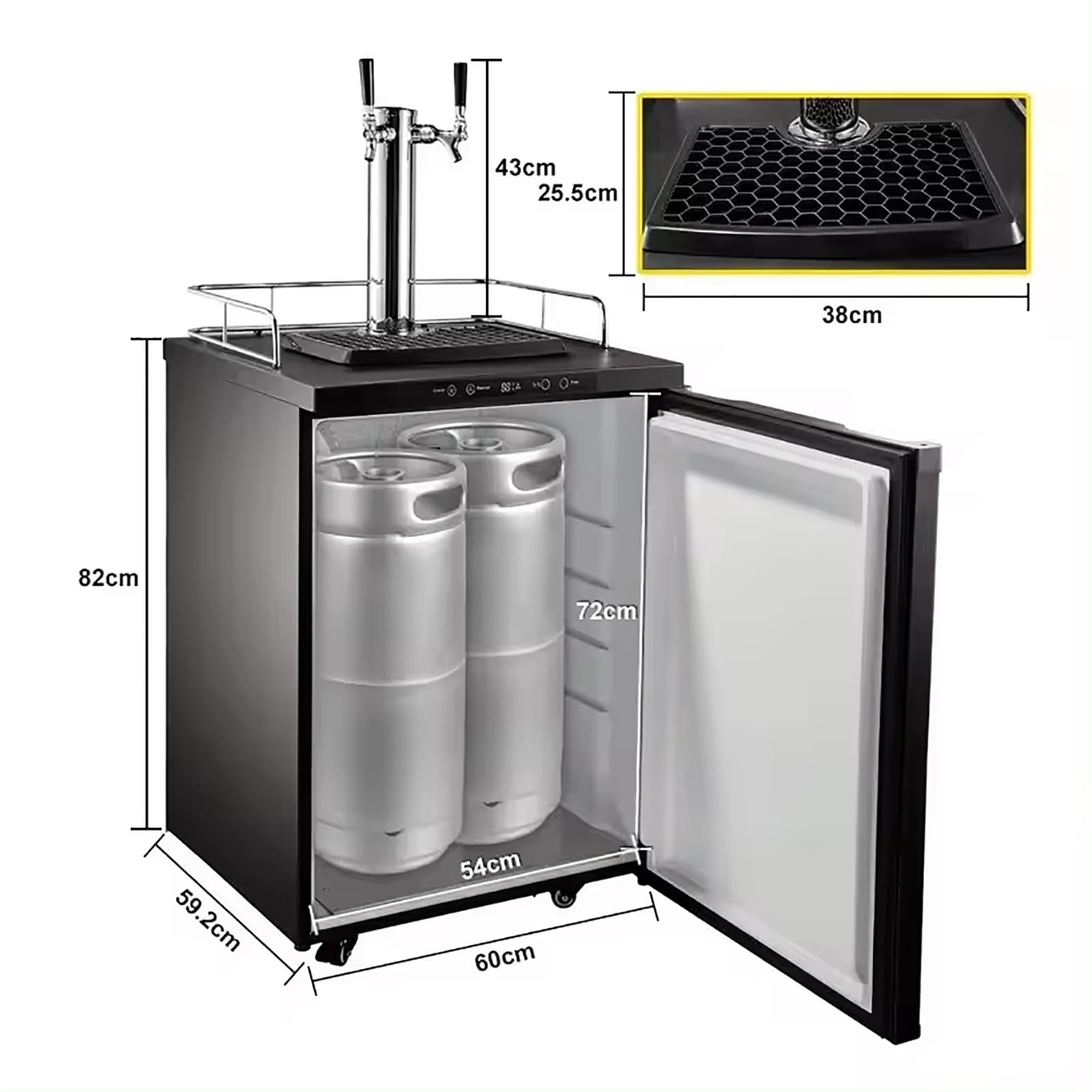 Máquina De Cerveza De Doble Cabezal, Mini Refrigerador Comercial De 170 L con Control De Flujo Ajustable, Rango De Temperatura: -5~25 °C, para El Hogar, Bar O Barbacoa, Restaurante