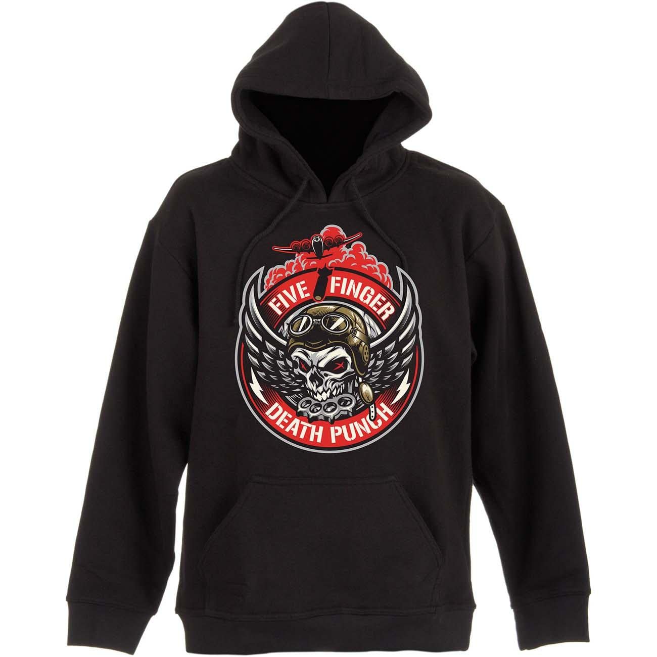 Five Finger Death Punch Men's Black Bomber Patch 5Fdp Hoodie