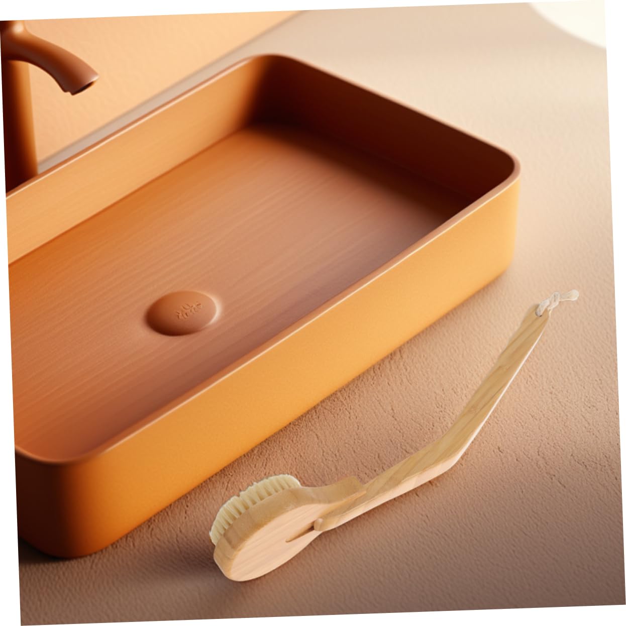 Healeved Cepillo de Baño de Bambú Mango Largo, 2 Piezas, para Ducha y Limpieza de Espalda, Masaje Cómodo, Color Caqui