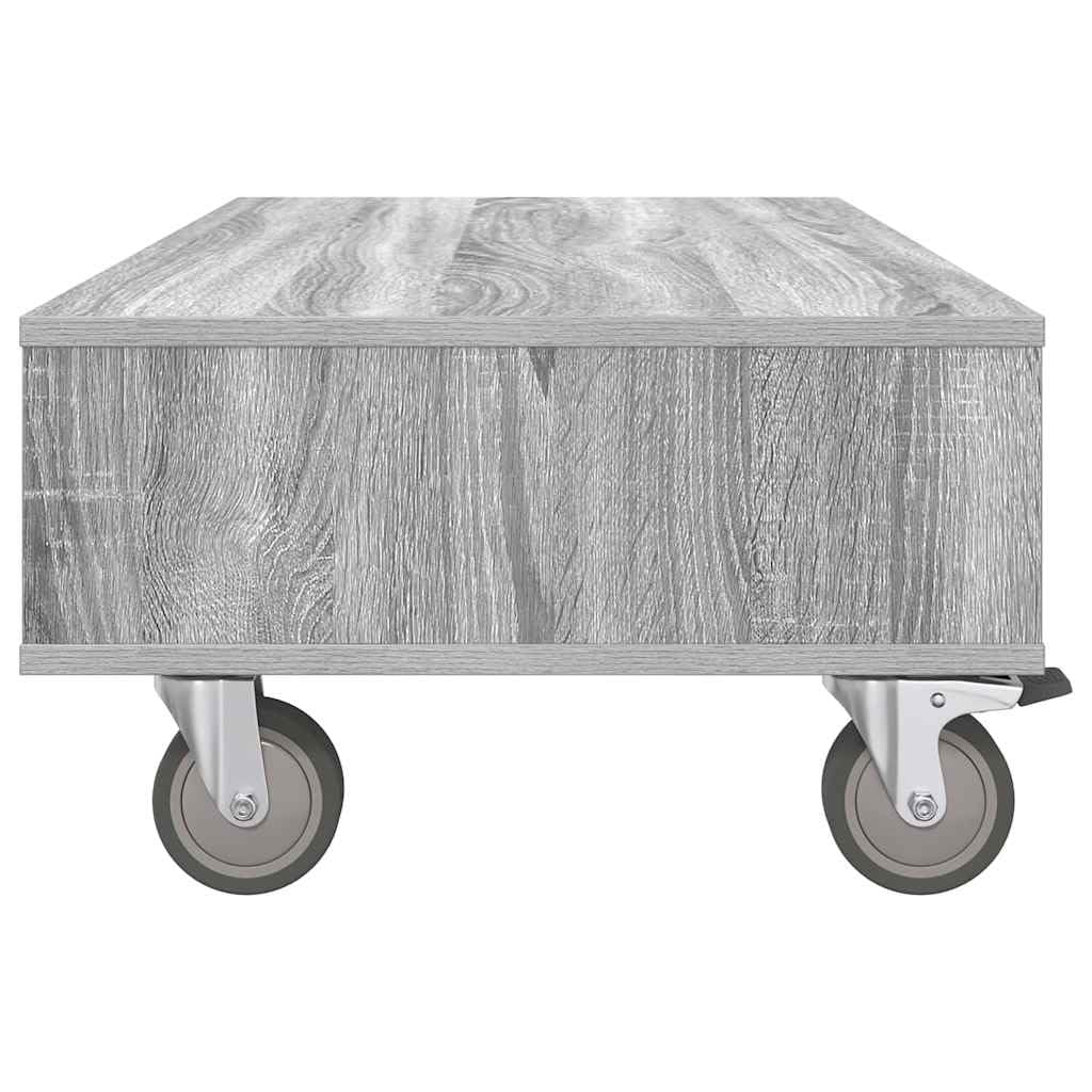 Genérico - Mesa auxiliar con ruedas (90 x 50 x 30 cm), color gris | Madera De Ingeniería Duradera, 2 Ruedas Cerradas, Mesa De Noche O Salón