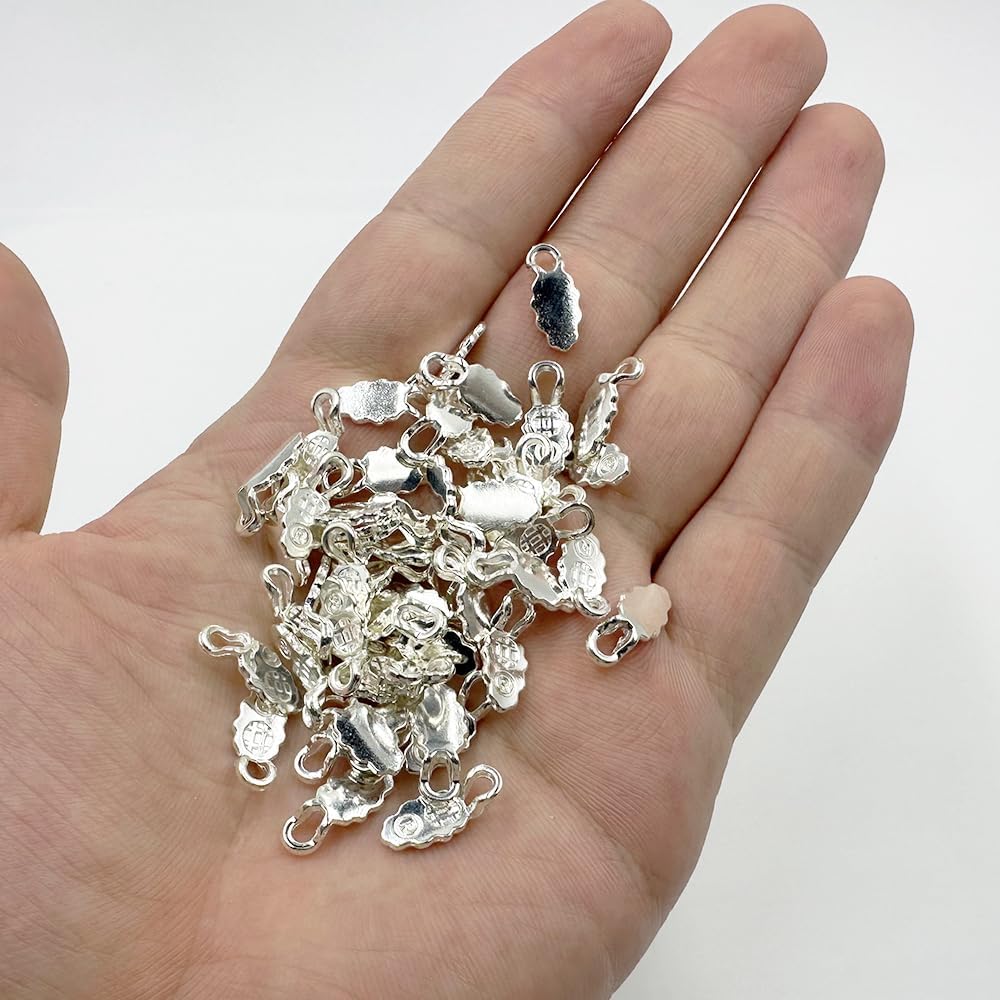 100PCS Sliver Small Spoon Glue on Bail for Earring Bails,Scrabble and Glass Pendants Charms Connector,Glass Tiles Pendants Earring Connector DIY Jewelry Making Decor (Silver) - Image 2