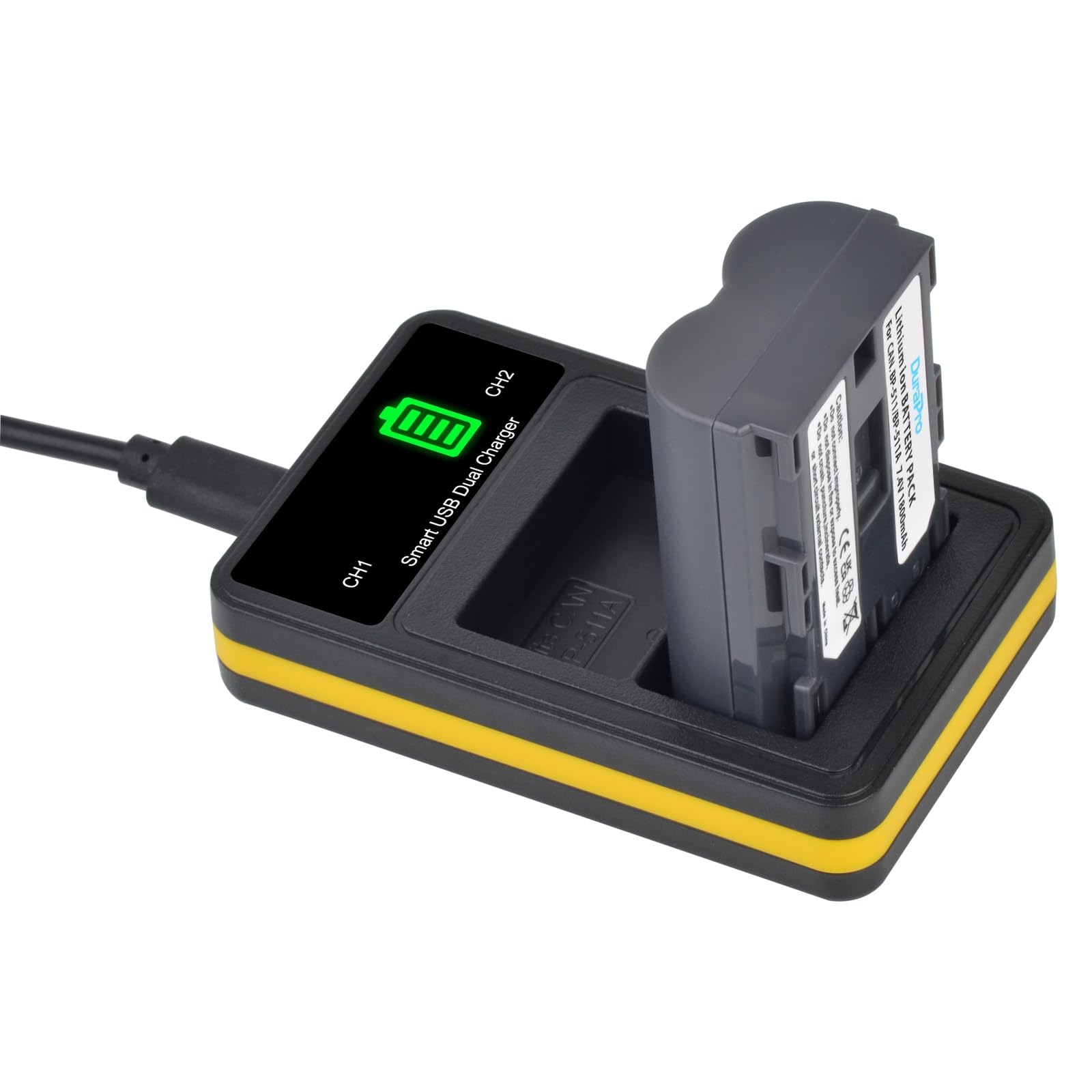 DuraPro - 2 batterie BP-511A BP-511 BP 511 BP511A + caricatore LCD Dual USB per Canon EOS 5D 10D 20D 20D 30D 40D 50D 300D D30 D60 Rebel PowerShot G1 G2 G3 G5 G6 Pro 1 Pro 90 Fotocamera Pro 90IS