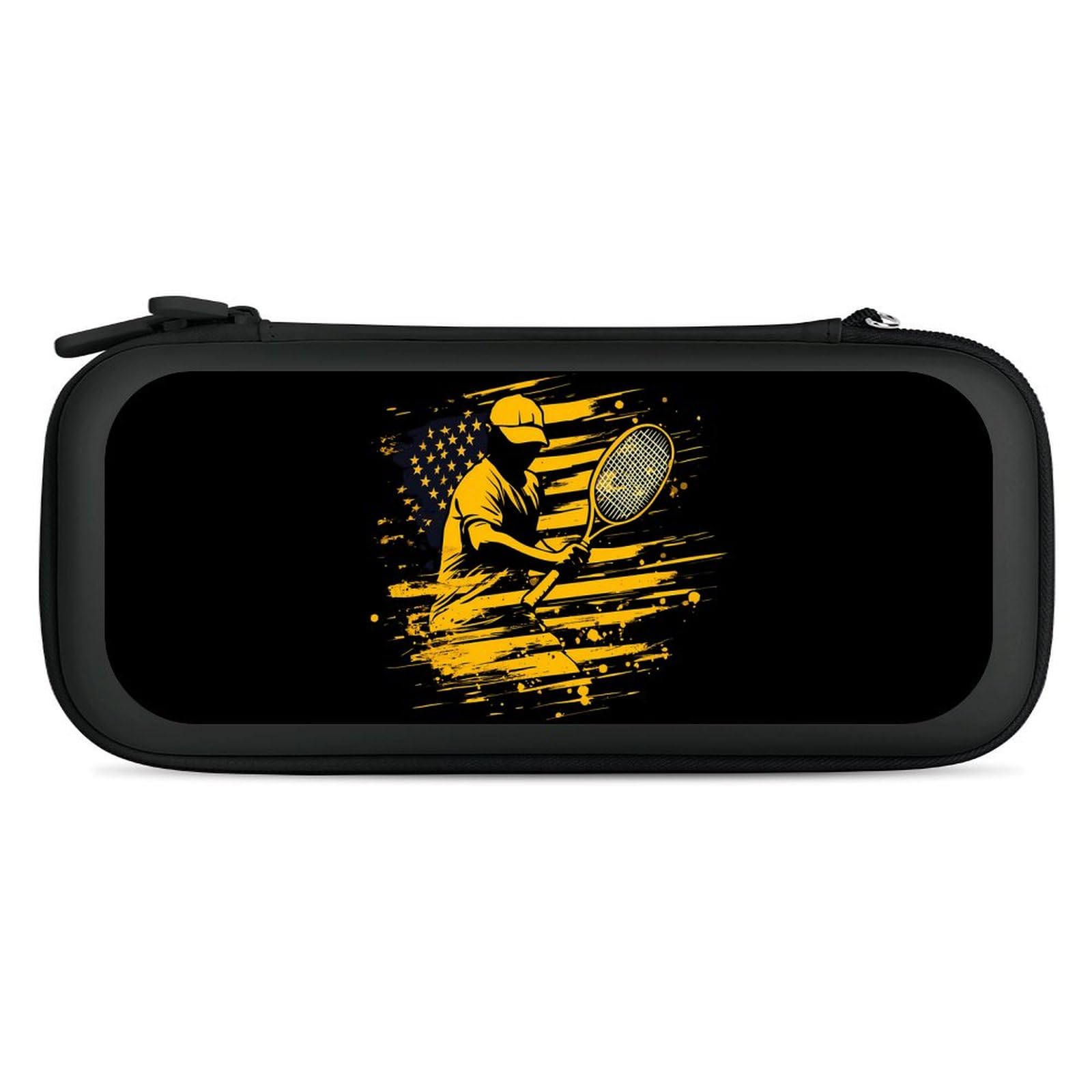 United States Tennis Player Compatible with Switch Carrying Case Hard Travel Game Bag Pouch with 15 Games Accessories Black-style