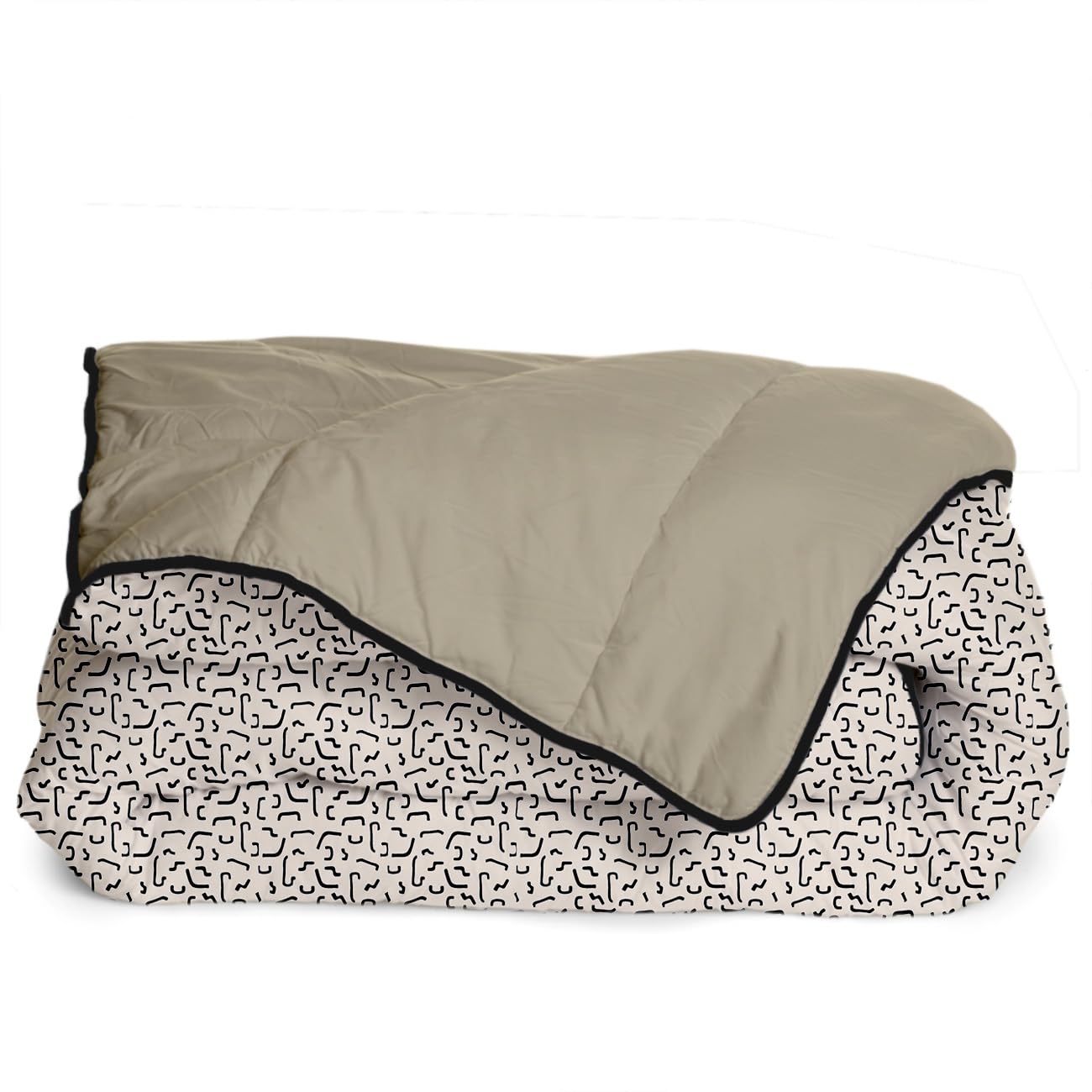 Bleu Calin Couette Imprimée Chaude Othon 240x260cm Lit 2 Places - Microfibre - Édredon 350g/​m² - Fabriqué en France, Certifiée Oeko-​Tex - Beige Rosé/​Beige Seigle