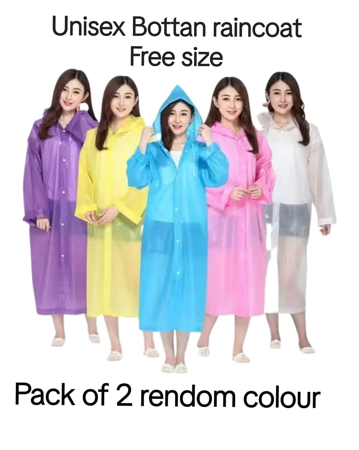 Unisex Button Raincoat for Men and Women, Free Size, Random Colours, Pack of 2-picture-38