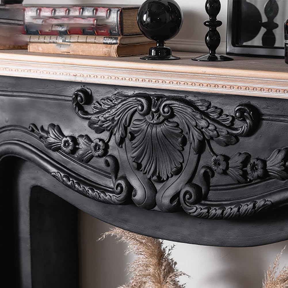 Cornice per Camino, Cornice Decorativa per Camino in Legno, Camino Decorativo Classico retrò, Decorazione Interna per Camino, Adatta per Soggiorno, Idee per La Casa, Bianco/Nero,A