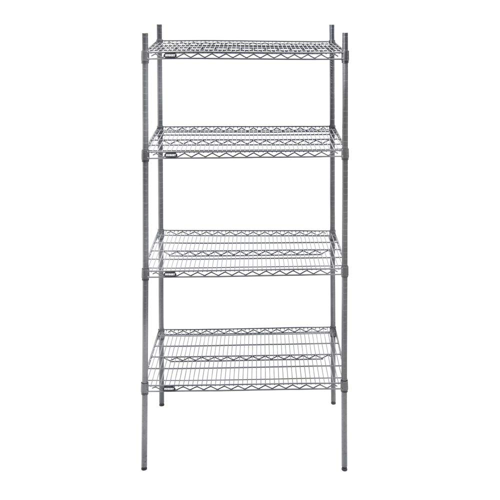 Shelving Unit with 4 Shelves Grey - 36" L x 24" W x 74" H by HUBERT – Alloy Steel, Flint, Model K2436-4F