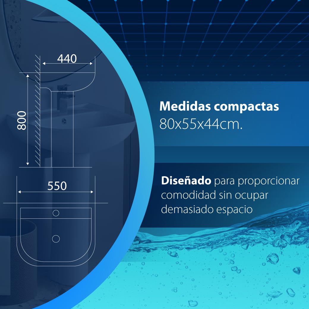Lavabo Pedestal Moderno | Lavabo de Pie | Diseño Compacto y Elegante | Cerámica Blanca | Instalación Fácil y Rápida | Ideal para Baños Pequeños y Grandes