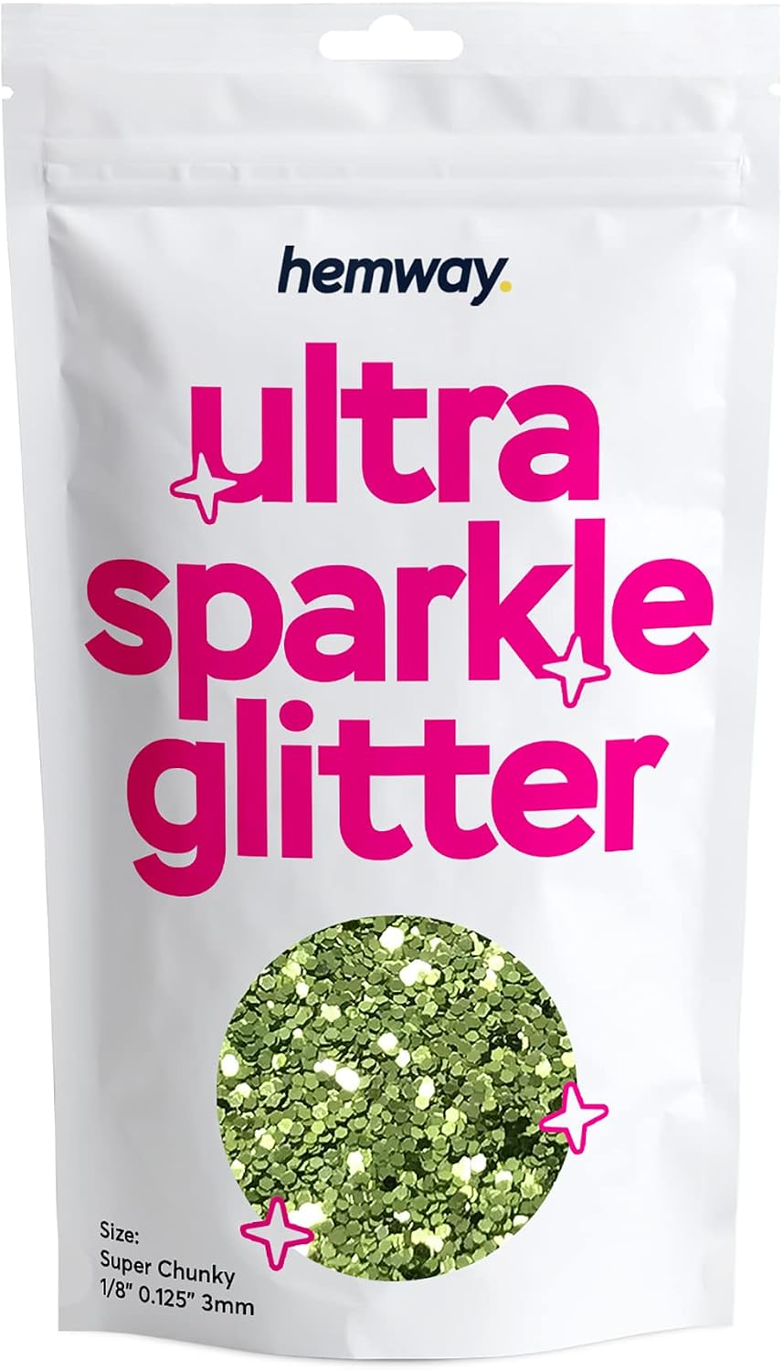 Hemway Ultra Sparkle Glitter Lime Green 100g Super Chunky