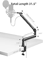 Vista 7 de TODI Soporte de Micrófono para Escritorio, Brazo de Micrófono de Perfil Bajo/Alto Soporta 4.5 Libras con Elevador de Extensión, Soporte de Micrófono