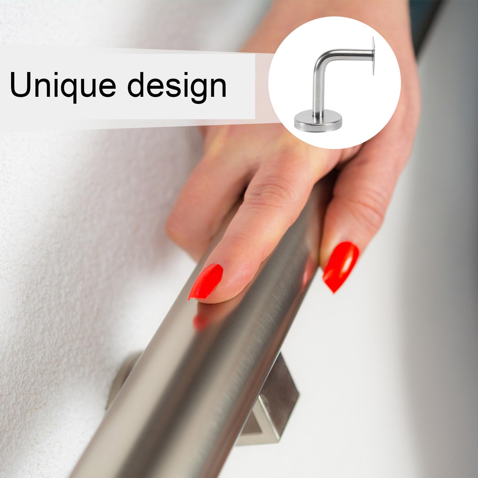 Doitool Lot de 5 supports de rampe d'escalier en acier inoxydable pour rampe murale 6 x 8 x 5 cm