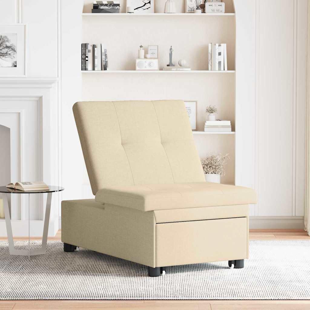Schlafsofa ausziehbar Creme 194x50x82 cm Stoff, modernes Ausziehsofa mit Verstellbarer Rückenlehne, 3-in-1-Funktion als Sofa, Liege und Bett, Polyester-Mischung, robuster Rahmen