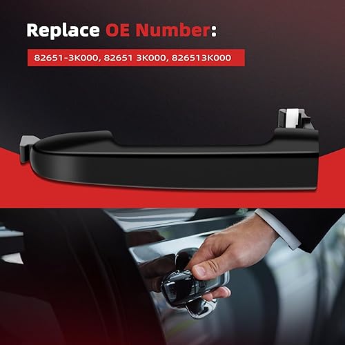 Miniatura 4 de cciyu Manija de puerta Exterior Delantera Trasera Lado del Conductor Reemplazo para 2006-2010 para Hyundai Sonata Negro