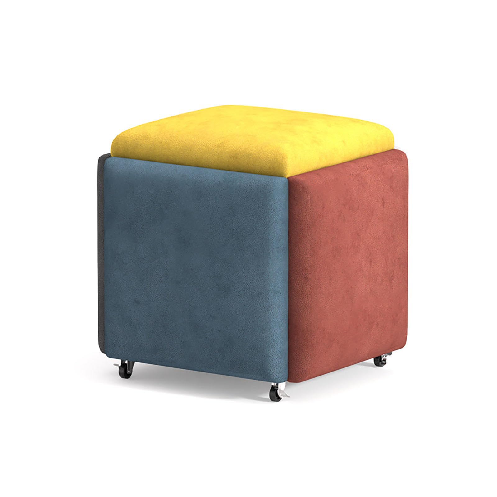Tabouret de canapé empilable cube 5 en 1 et repose-pieds mobile coloré pour chambre