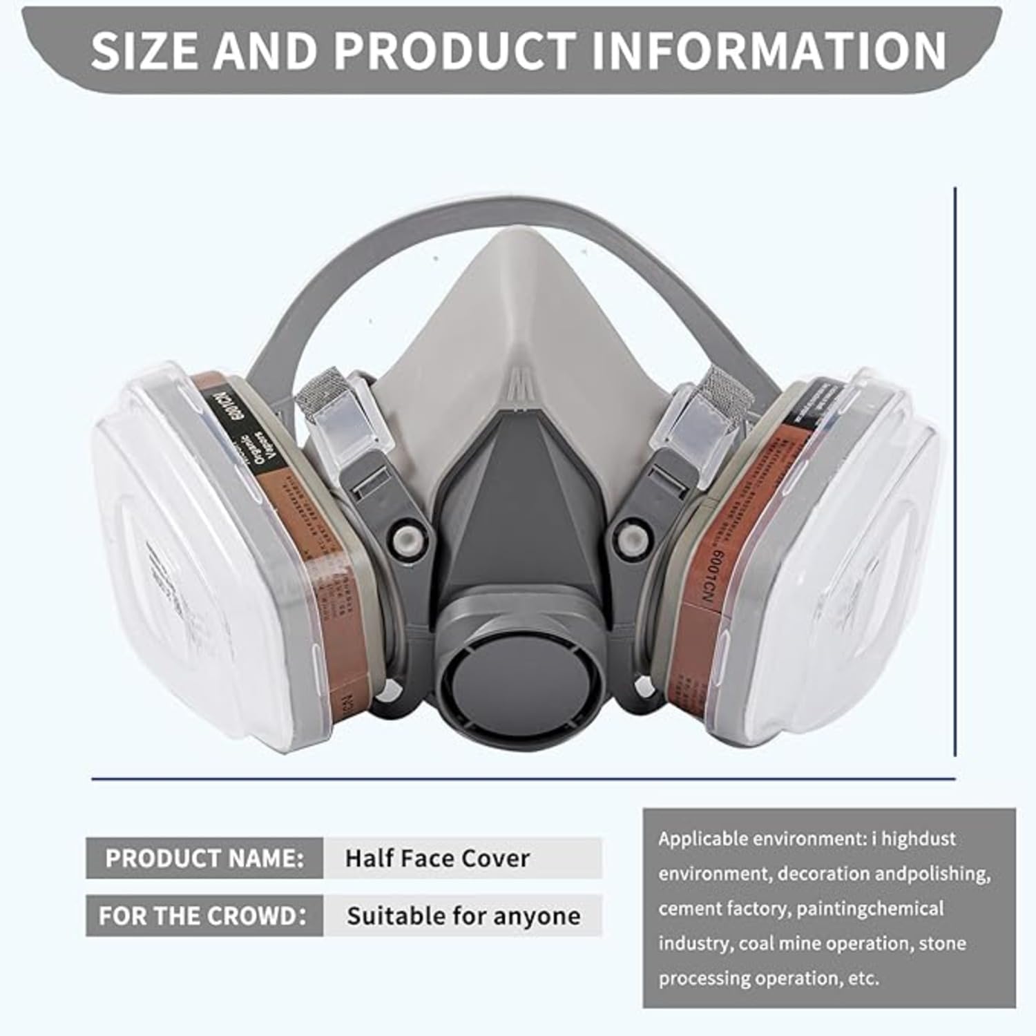 RAVIRANDAL Gas Mask Set Respirator with Filters and Goggle Activated Carbon Mask Gas Mask Paint Respirator for Wall Painting, Welding, Polishing, Spraying, Construction Reusable Respirator Gas Mask 1