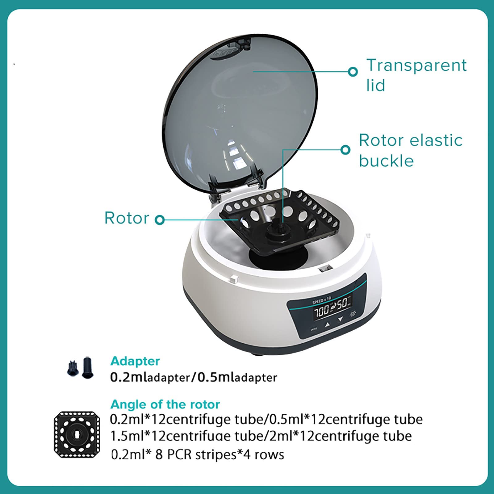 Centrifugadora De Plasma Digital De Alta Velocidad, MáQuina CentríFuga Pcr, MicrocentríFuga De Laboratorio 5000Rpm 12000Rpm 0,2/0,5/1,5/2Ml Tubo CentríFugo,7000-A