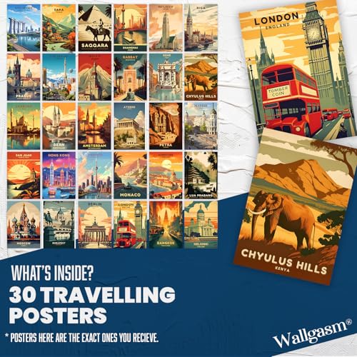 Image of Wallgasm Travel Wall Collage Kit - Pack of 30, 10x15cm Posters - Aesthetic Room Decor Item | Posters for Bedroom, Livingroom Decor | Office Decor Item Mini Poster Set