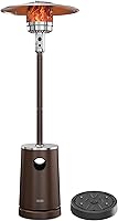 EASTOAK 50,000 BTU Propane Patio Heater with Table Top, Sand Base, Wheels, Double-Layer Stainless Steel Burner, Bronze