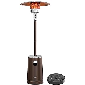 EAST OAK 50,000 BTU Patio Heater for Outdoor Use With Round Table Design, Double-Layer Stainless Steel Burner and Wheels, Outdoor Patio Heater for Home and Commercial, Gray, 31.9 x 31.9 x 86.6 inches