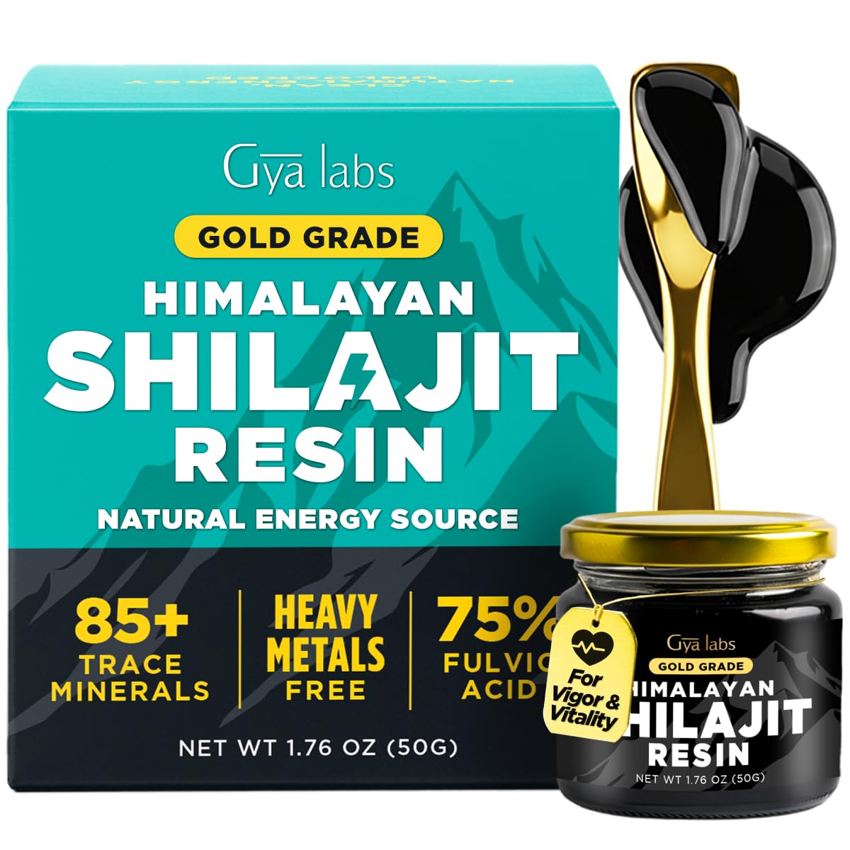 Gya Labs Pure Himalayan Shilajit Resin for Men, 50g(1.76 oz)-100 Servings 1.76 Fl Oz (Pack of 1)