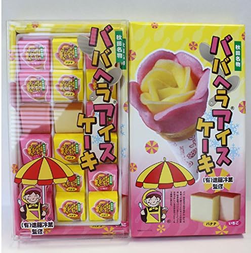 Amazon ババヘラアイスケーキ28個入 バナナ味9個 いちご味9個 秋田県産株式会社 ケーキ 洋菓子 通販