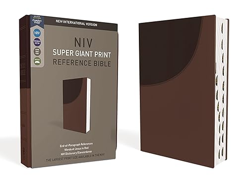 NIV, Super Giant Print Reference Bible, Leathersoft, Brown, Red Letter, Thumb Indexed, Comfort Print