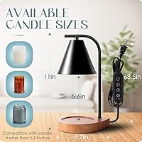 Vista 2 de Lámpara Calentadora de Velas con Base de Madera Retro - Decoración del Hogar Derretidor de Cera para Velas de Frascos Pequeños y Grandes, Lámpara
