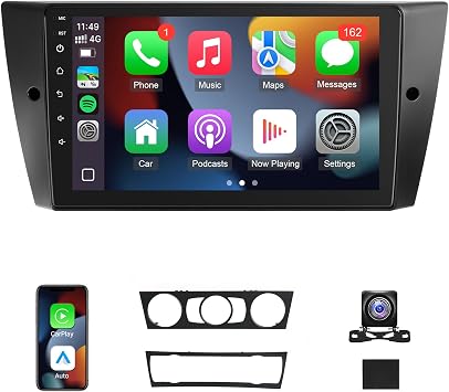 Leadfan 4G+64G Car Radio for BMW 3 Series 328i 335i 325i E90/E91/E92/E93 2005 2006 2007 2008 2009 2010 2011 Stereo, Wireless Carplay Android Auto,GPS, Backup Camera
