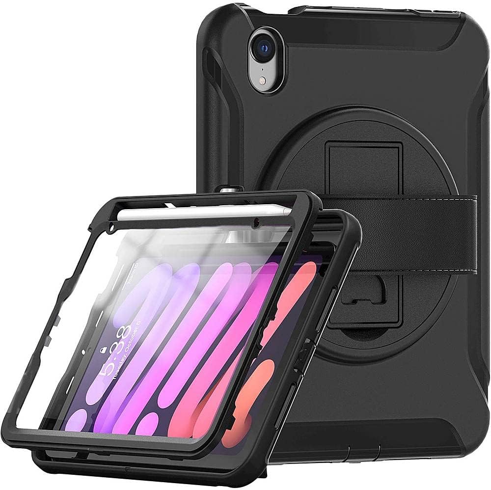 Sahara - Protection Hand Strap Series Case for iPad Mini (A17 Pro) and iPad Mini (6th Generation 2021), Black, (TB00054)