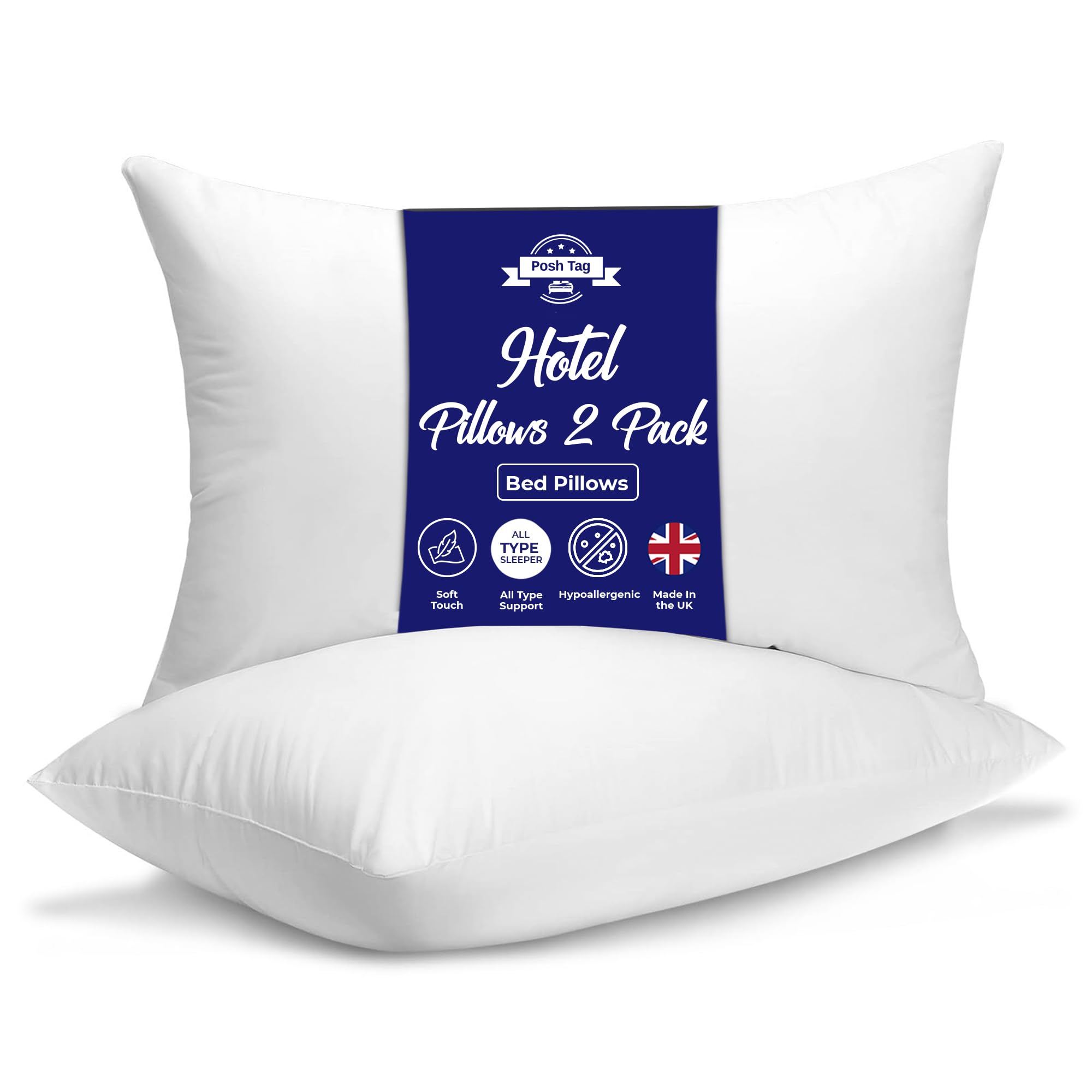 Hotel Pillows 2 Pack 74 x 48cm for Neck and Shoulder Pain Relief Feather Down Hotel Qualit...