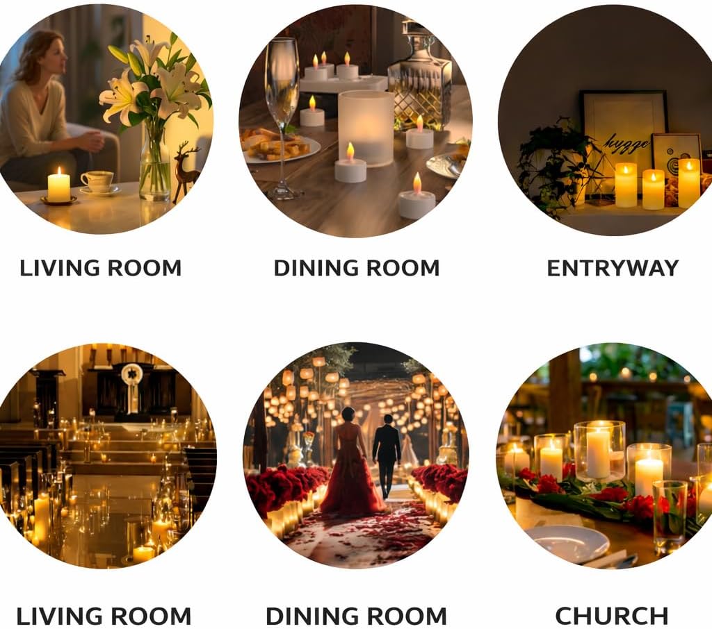 Rechargeable LED Tea Lights, Flickering Flameless Candles with Remote Timer, 12 PCS Electric Battery Operated Prayer Candles for Weddings Decorative (Mirror (White Base))