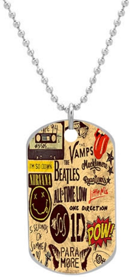 5SOS 1D Custom Dog Tag with Neck Chain, Aluminum Oval Dog Tag Necklace Design by Vingoo