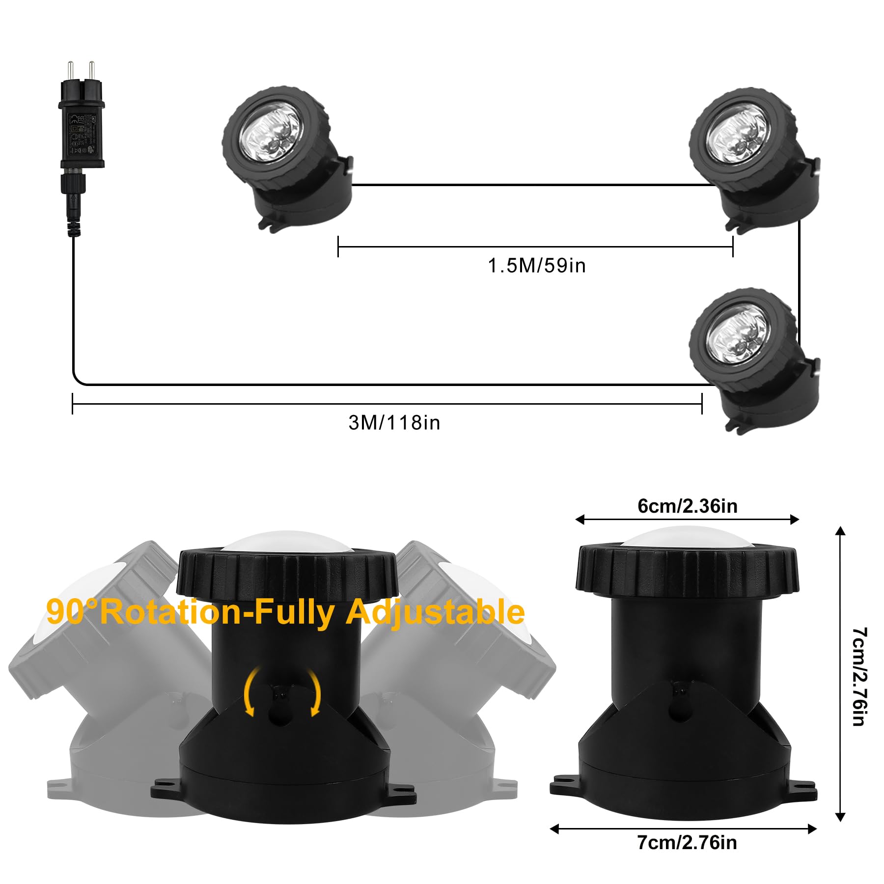 NATPOW Teichbeleuchtung LED Unterwasser, Unterwasserbeleuchtung RGB Unterwasser Teichlicht mit Bluetooth APP Fernbedienung, IP68 wasserdicht, Gartenbeleuchtung für Garten, Patio, Baum(3 in 1)