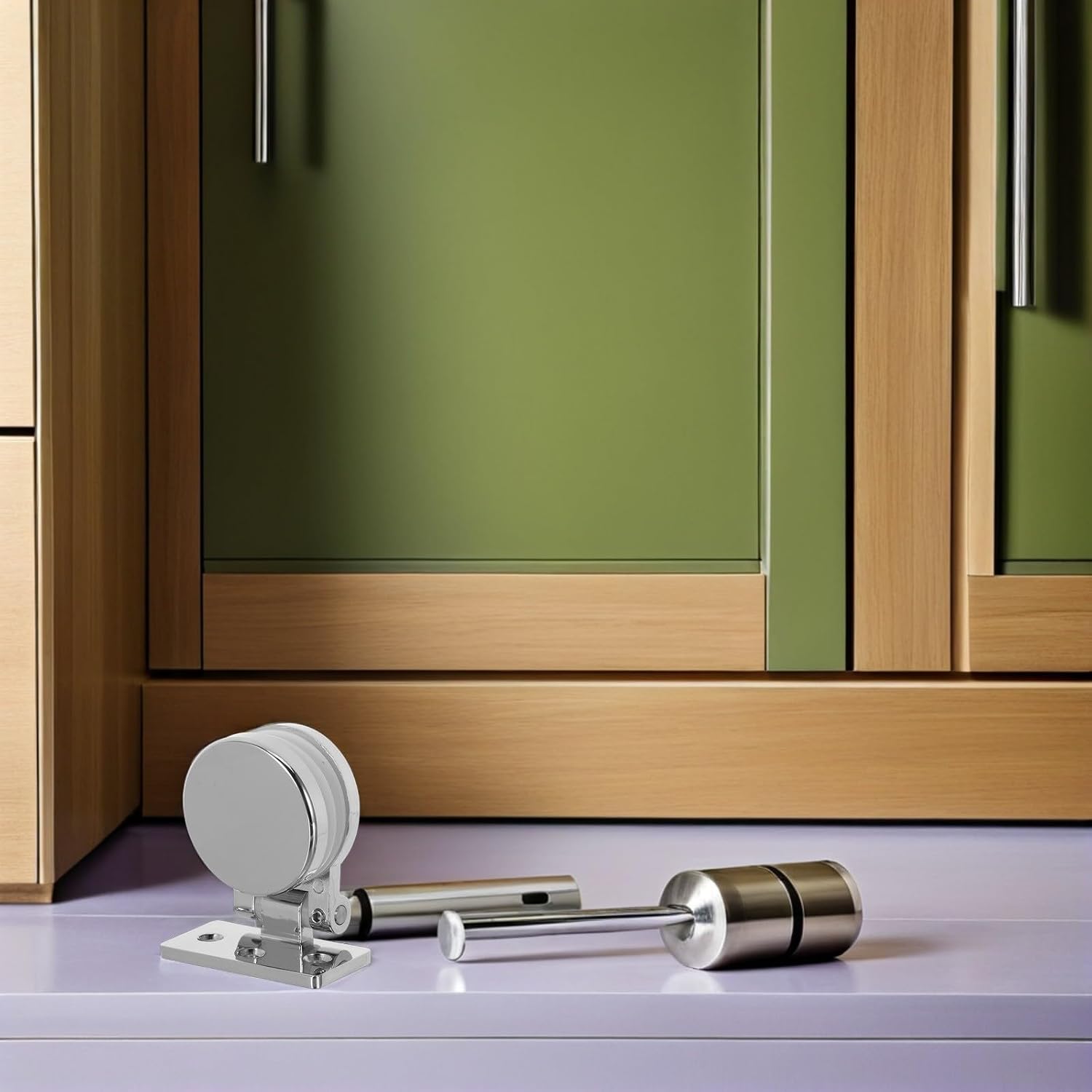 2pcs Glass Shower Door Pivot Hinge, 180 Degree Round Clamp