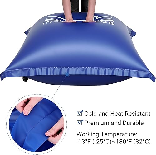 Miniatura 4 de INKBIRDPLUS - Almohada de piscina para el invierno, 4 x 4 pies, almohada de aire para piscina sobre el suelo, almohada de cierre de cubierta de
