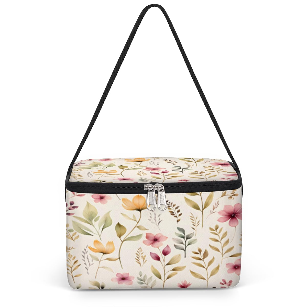 GzLeyigou Plant Leaves Lunch Bags for Women Men 9 Cans, Hot & Cold Food Delivery Bag Insulated Grocery Bag Insulated Lunch Box Floret Cooler Bag for Office Work Picnic Beach