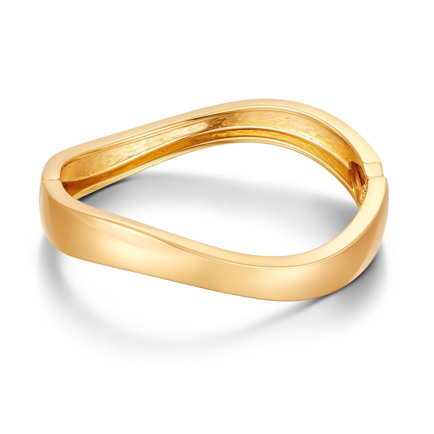 Chunky Gold Polished Bangle Bracelets for Women Dainty 14k Gold Plated Big Stackable Bangles Trendy Statement Cuff Bracelet