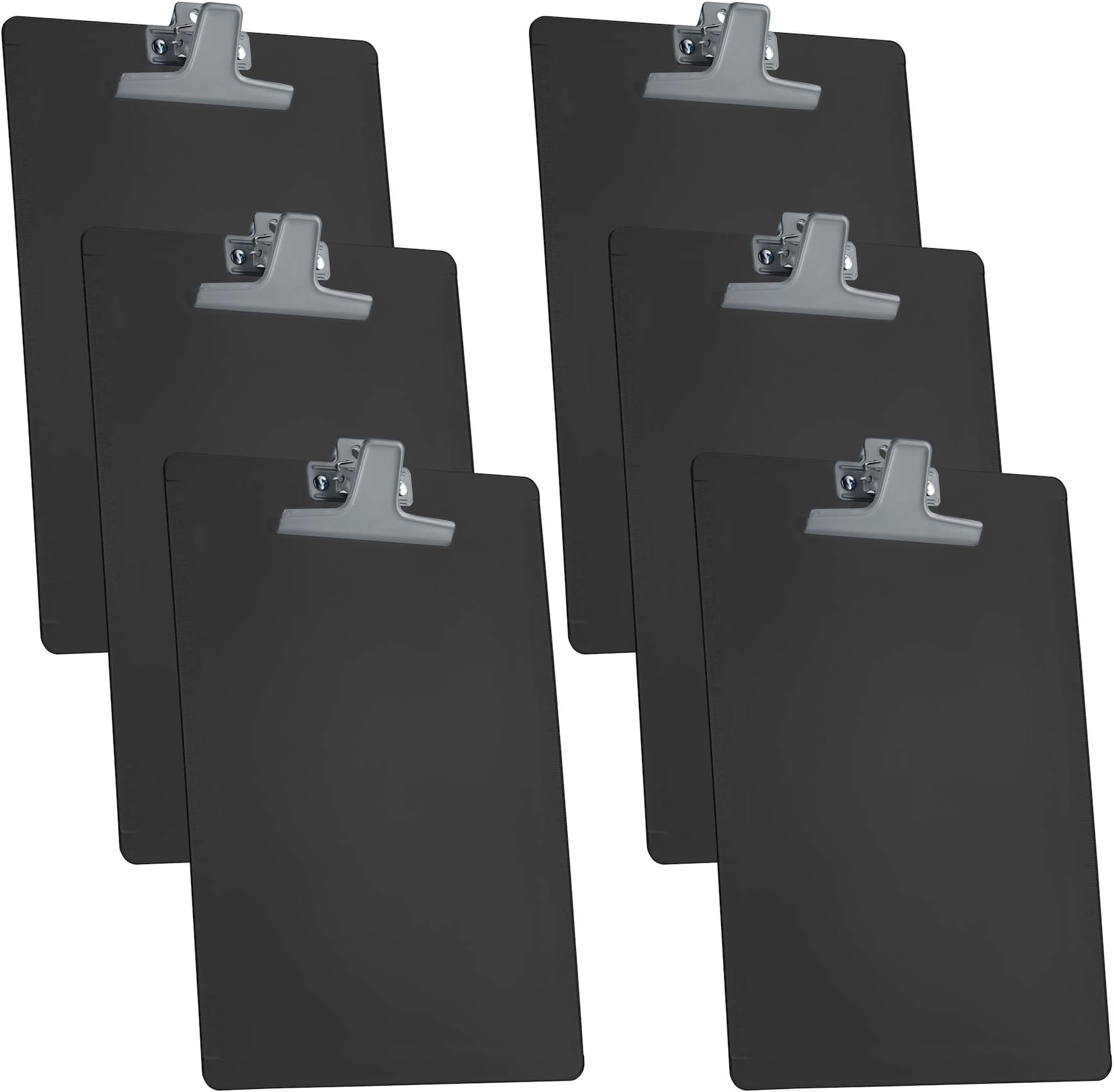Acrimet Clipboard Letter Size A4 (34 cm x 24 cm) Premium Metal Clip with Side Rulers (Plastic) (Black Color) (6 Pack)