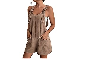 Plus Size Summer Casual Sleeveless Rompers with Pockets