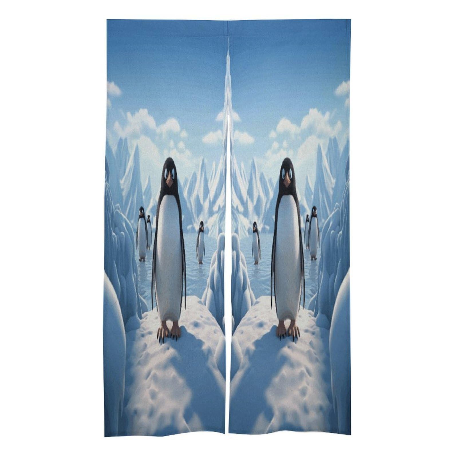 LZQPOEAS Penguin Antarctica Ice-png Door Curtain Treatment Door Tapestry Japanese Style Doorway Curtain Privacy Thermal Insulated Doorway Window Curtains for Home Restaurant Decor