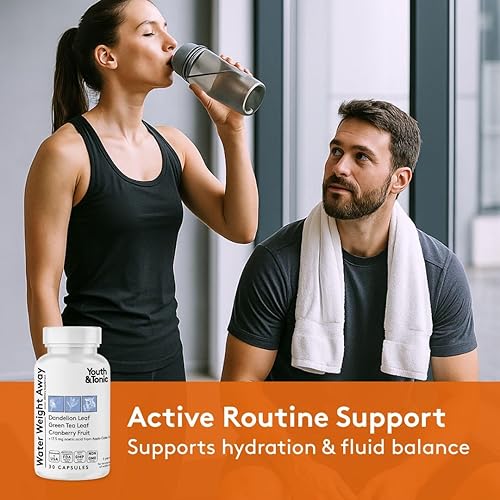 Miniatura 8 de Youth & Tonic Water Weight Away – Herbal Diuretics for Water Retention & Bloating Support – with Potassium & Vitamin B6 for Fluid Balance – 30 Pills