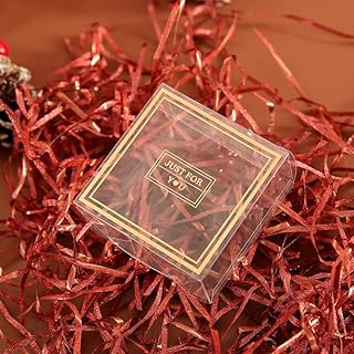 60 Packs Clear PVC Boxes,3.1" x 3.1" x 1.57" Plastic Favors Boxes Gift Boxes Transparent Cube Boxes Single Individual Pack...