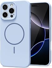 LoeoeL Magnetic Phone Case for iPhone 16 Pro Max Case Silicone, Cute Slim Thin Phone Cover Compatible with MagSafe for Women, Girly Soft Rubber Gel Mag Safecase with Camera Protection, Light Blue
