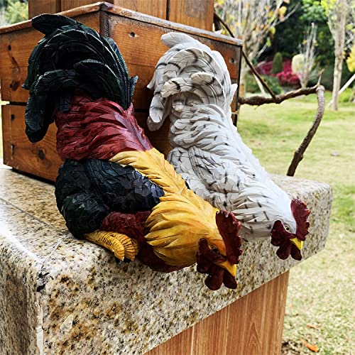 Handsider Garden Statues Cock Art Decoration Rooster Figurine For Yard, Chicken Sculpture Ornaments (Red) #TOP7
