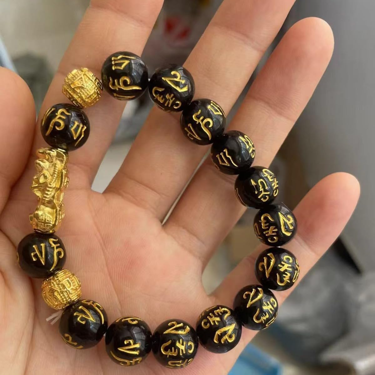 FengShui Wealth And Luck Bracelets-Elevate Your Energy with This Feng Shui Bracelet– Black Obsidian Pixiu Wealth Bracelets for Luck & Prosperity - Image 3