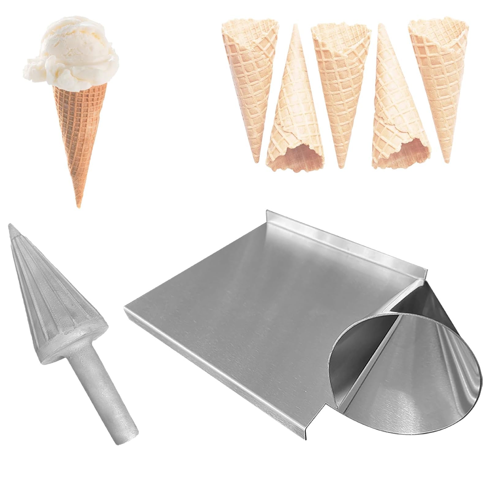 Strumento per gelato, stampo per cono a nido d'ape in acciaio inossidabile, stampo antiaderente, attrezzature da cucina e panetteria riutilizzabili, corpo in alluminio pressofuso, accessorio