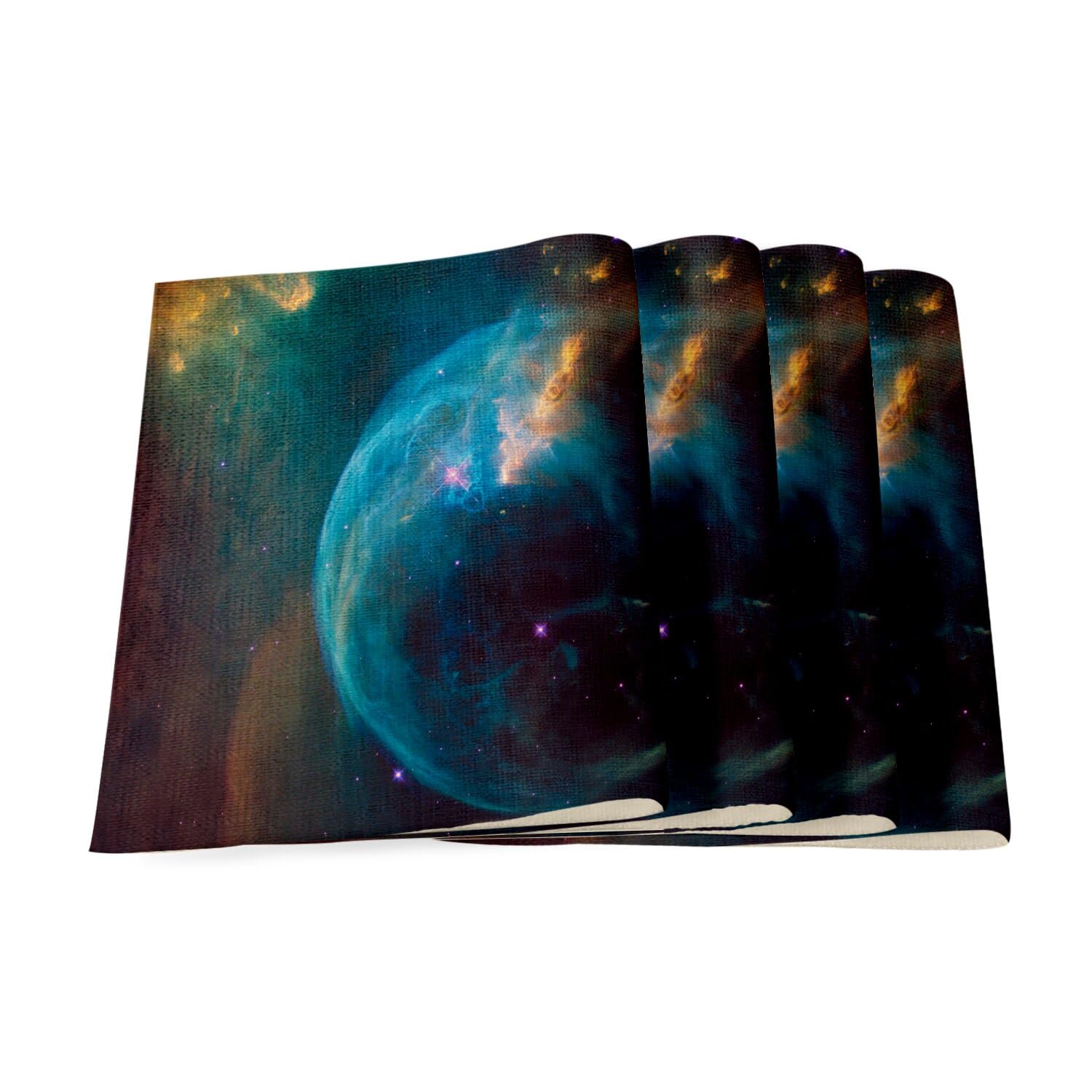 Sets de table galaxie en lin pour repas de famille cosmiques