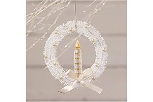 Bethany Lowe's Shimmering Candle White Glittered Bottle Brush Wreath