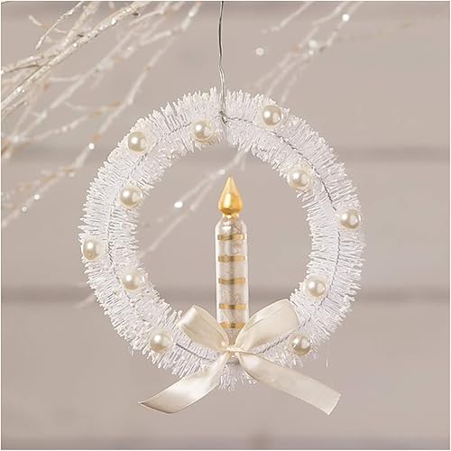 Bethany Lowe Cepillo de botella con purpurina blanca de 5.5 pulgadas, decoración de árbol de Navidad