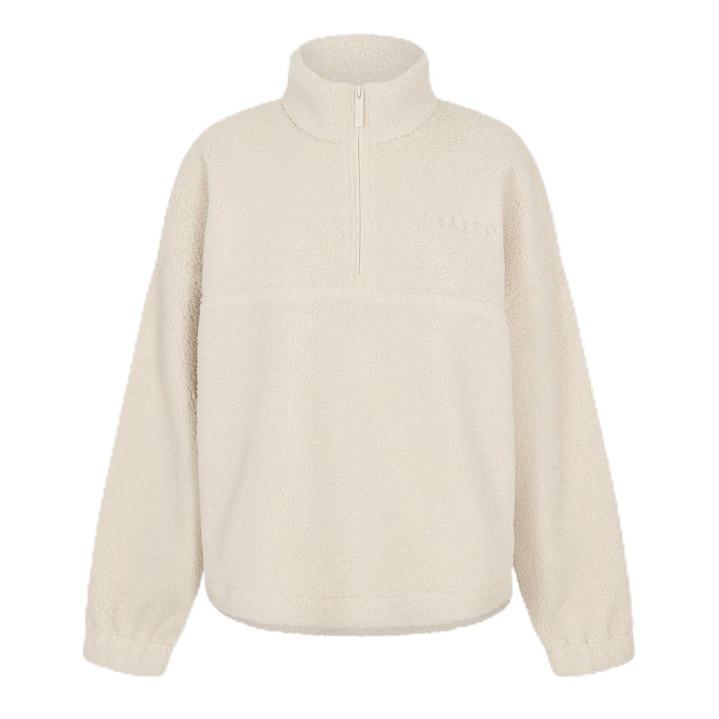 USA Pro Womens Borg Quarter Zip Fleece Long Sleeve Cream 8